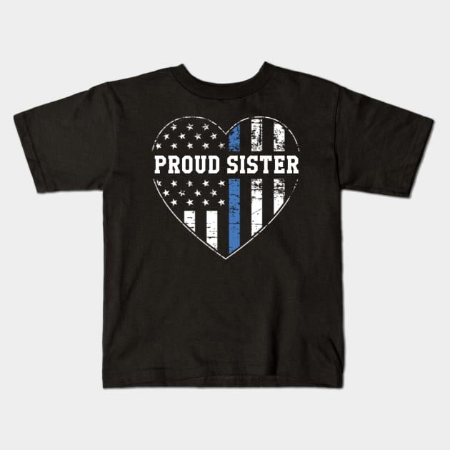 Proud Sister of a Police Officer Kids T-Shirt by Contentarama